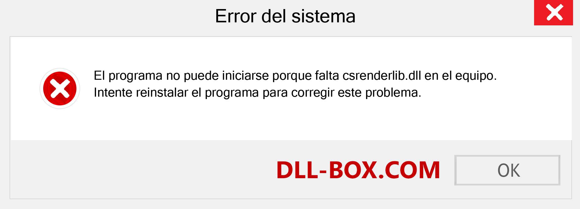 ¿Falta el archivo csrenderlib.dll ?. Descargar para Windows 7, 8, 10 - Corregir csrenderlib dll Missing Error en Windows, fotos, imágenes